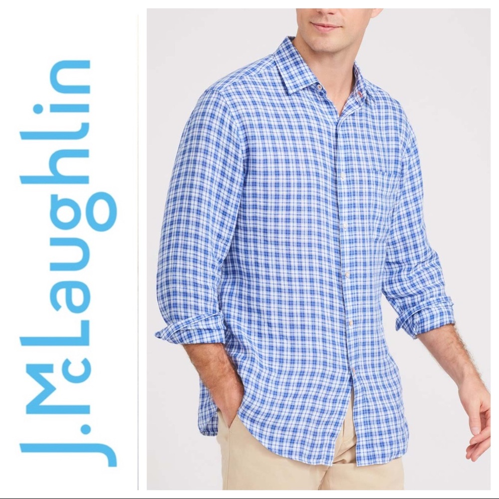 J. McLAUGHLIN CHECKED LONG SLEEVE BUTTON DOWN SHIRT MEDIUM